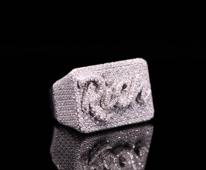 แหวนฮิปฮอปดีไซน์พิเศษประดับเพชรโมอิสซาไนต์ เงินสเตอร์ลิง แหวนโมอิสซาไนต์สไตล์ฮิปฮอปสำหรับงานแต่งงาน 男女皆可佩戴 - Product Image 3