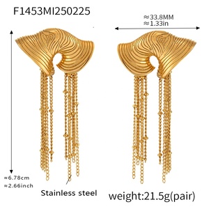 18K PVD placcato in oro reale alla moda ritenzione di colore ruota panoramica conchiglia chiocciola artigianato pesante blocco di colore auricolari eleganti orecchio - Product Image 6