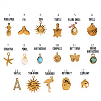Pendentifs DIY en acier inoxydable plaqué or 18 carats, thème plage estivale : Ananas, Soleil, Coquille de tortue, Étoile de mer, Perle - Vente en gros