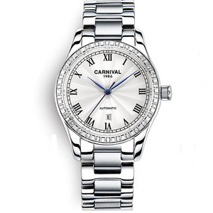 Reloj mecánico automático de lujo para mujer, acero inoxidable de 33mm, resistente al agua, esfera analógica, pantalla, correa de cuero, encanto de moda - Product Image 2