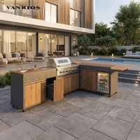 VANRIOS Ensemble de cuisine modulaire en aluminium pour KC-16 hôtel restaurant îlot grill commercial BBQ armoire moderne étanche pour patio et extérieur