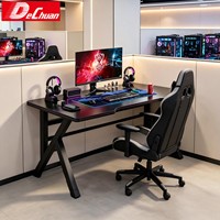 Bureau de jeu en fibre de carbone et métal avec base en acier en forme de X et passe-câbles intégrés