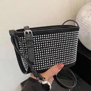 Sparkling Diamond Decor Bucket Bag Bolso de mano y bandolera de cuero PU para mujer - Product Image 3