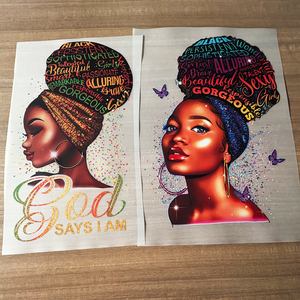 พระเจ้าบอกว่า ลายพิมพ์ร้อนแบบ DTF สำหรับสาวผิวสี ขายส่ง พร้อมกดติด ง่ายต่อการลอกออก สำหรับเสื้อผ้าและกระเป๋า - Product Image 2