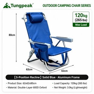 Chaise pliante <span class=keywords><strong>de</strong></span> plage réglable à 5 positions, chaise inclinable portable en tissu Oxford avec <span class=keywords><strong>cadre</strong></span> en aluminium et sac isotherme pour le jardin et les pique-niques - Product Image 5