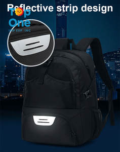 Top One Sac à dos de basket-ball et de football en nylon pour hommes et femmes Noir Gris Jaune avec compartiment à chaussures - Product Image 4