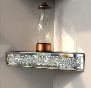 FOSUN-Estante de pared flotante <span class=keywords><strong>con</strong></span> <span class=keywords><strong>espejo</strong></span> de cristales de diamante triturado, marco de fotos <span class=keywords><strong>para</strong></span> Baño - Product Image 4