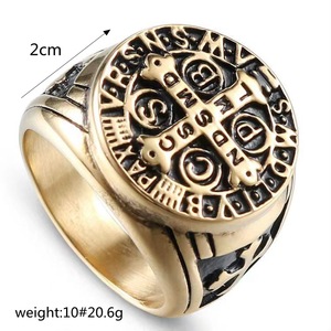 แหวนสแตนเลสผู้ชาย ดีไซน์รูปกากบาท สไตล์ฮิปฮอป สวมใส่ได้ทุกวัน ลายเรขาคณิต 04506 - Product Image 4