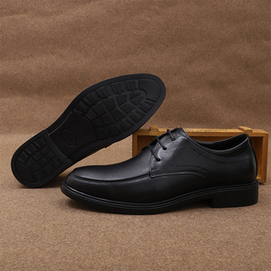 Chaussures Richelieu pour Hommes en Cuir Véritable à Bout Rond, Semelle Souple, Idéales pour le Bureau et les Tenues Habillées, Toutes Saisons, à Lacets, Style Uni - Product Image 1