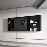 Meuble TV Flottant Minimaliste Noyer Noir Bureau à Domicile Frêne Art Déco Mid-Century