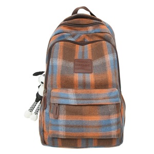 Japanese Style Plaid <b>Backpack</b> For School Students Unisex Multiple Pockets Waterproof Wear Resistant Spine Protecting Summer 2024 - Product Image 5