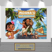 Décoration de fête d'anniversaire pour enfants sur le thème de Moana, merveille océanique moderne, affiche, impression numérique, fond photo, panneau KT