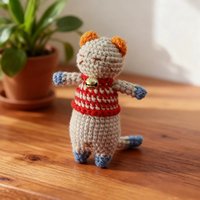 Adorable poupée au crochet Bell Cat, accessoire en peluche fait main pour sacs et décoration intérieure, poupée au crochet Bell Cat