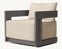 Fauteuil pivotant de salon extérieur artisanal en aluminium, résistant aux intempéries, pour usage hôtelier, écologique et imperméable