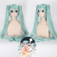 Perruque de cosplay Miku Hatsune, perruque ultra longue de 120 cm à double queue de cheval bleu-vert pour femme, en fibre haute température, sans dentelle