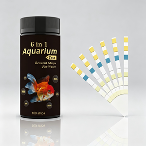 100 bandelettes <span class=keywords><strong>de</strong></span> test <span class=keywords><strong>d</strong></span>'aquarium 6-en-1 par bouteille pour eau douce et eau salée, kit <span class=keywords><strong>de</strong></span> test <span class=keywords><strong>d</strong></span>'eau pour aquarium, OEM disponible - Product Image 2