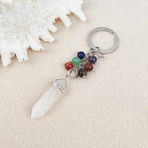 Nouveautés Cristal de guérison naturel Pierre précieuse Chakra Perles Porte-clés Jaspe rouge Hexagone Point Pendentif Pierre Porte-clés pour cadeaux - Product Image 6