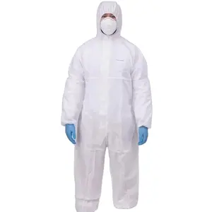 Disposable Waterproof Jumpsuit Non Woven Protective Garment with Hood