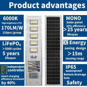 Usine tout en un lampadaire <span class=keywords><strong>solaire</strong></span> en aluminium 100W 200W 300W 400W 500W Ip67 réverbère à énergie <span class=keywords><strong>solaire</strong></span> extérieur étanche - Product Image 4