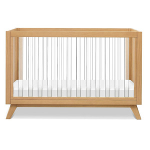 Cuna Convertible con Listones Blancos Naturales para Bebé, Cama para Niños Pequeños y Cama de Día, Compatible con Colchón Estándar de Tamaño Completo, Cunas para Niños - Product Image 1