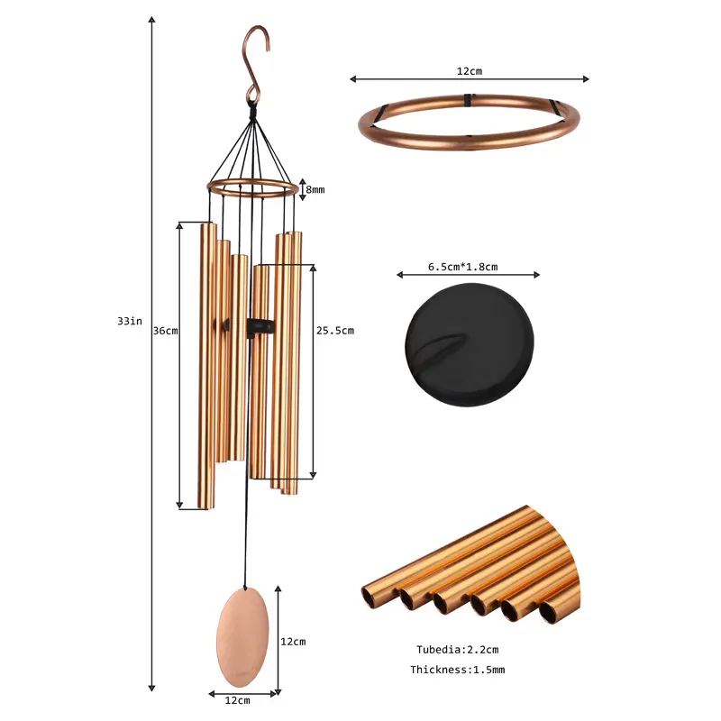HF 33インチウィンドチャイムメタル、アルミニウムチューブ付き大型ウィンドチャイム、ギフト用ホームデコレーション用