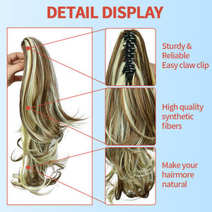Clip synthétique à griffes en <span class=keywords><strong>queue</strong></span> <span class=keywords><strong>de</strong></span> <span class=keywords><strong>cheval</strong></span> Extensions <span class=keywords><strong>de</strong></span> cheveux <span class=keywords><strong>Postiche</strong></span> ondulée 16 pouces <span class=keywords><strong>Queue</strong></span> <span class=keywords><strong>de</strong></span> <span class=keywords><strong>cheval</strong></span> en cheveux blonds <span class=keywords><strong>avec</strong></span> bande <span class=keywords><strong>élastique</strong></span> - Product Image 5