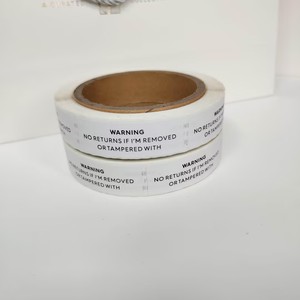 Étiquettes d'avertissement autocollantes rondes en rouleau de papier anti-contrefaçon pour emballages professionnels - Product Image 5