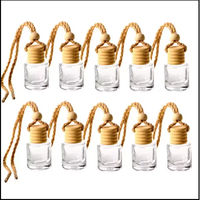 Diffuseur de parfum pour voiture en verre transparent carré de 10 ml de haute qualité 2025 avec bouchon en bois estampé à chaud - pour l'aromathérapie et la désodorisation
