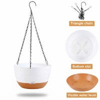 Pot Bunga Gantung Self-Watering dengan Sistem Drainase, Pot Bunga Plastik untuk Tanaman Indoor & Outdoor, Pot & Planter Taman