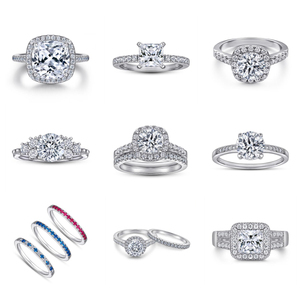 للبيع بالجملة خواتم فضة مجوهرات نسائية مطلية بالذهب الأبيض خالية من الزيركونيا خاتم زفاف فضي إسترليني - Product Image 3