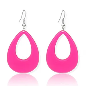 Boucles d'oreilles pendantes en acrylique rose en forme de gouttelette d'eau Boucles d'oreilles pendantes en acrylique vert pour la décoration quotidienne