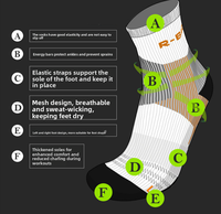 WRELS Chaussettes de sport avec protection de la cheville, chaussettes de compression antidérapantes, respirantes, antidérapantes, chaussettes de sport professionnelles pour la course à pied et le marathon