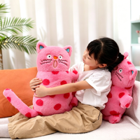 Coussin chat à pois multicolores, poupée Kawaii, décoration d'intérieur Anime, jouet en peluche super doux en coton PP pour le soulagement du stress, mariages, personnalisable