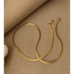 2 desain baja nirkarat botol anggur kalung datar rantai Ular berlapis kalung Choker tahan air Perancis perhiasan antik - Product Image 5