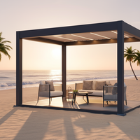 Gazebo motorisé en aluminium de style côtier avec ombrage extérieur résistant aux intempéries pour la détente en bord de mer et au bord de la piscine