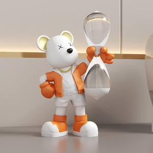 Timer a Clessidra da 60 Minuti in Resina con Orso Violento Dipinto a Mano - Oggetto d'Arte Creativo e da Collezione per Soggiorno e Cameretta dei Bambini - Product Image 2