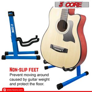 Support double pour guitare Db 5 Core bleu, réglable, robuste, universel, pliable, pour guitare acoustique, électrique, basse, mandoline, violoncelle - Product Image 6