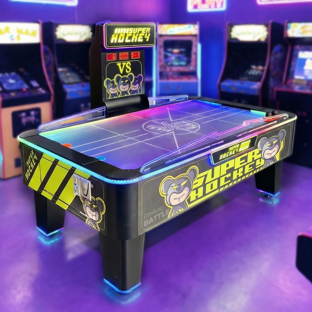 Arcade Air Hockey Game Machine Metal Multi Colored Table Coin Operated Interactive Game for Amusement Centers 1 Year Warranty