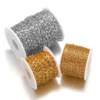 Cadena de eslabones ovalados de acero inoxidable chapado al vacío con labio aplanado, accesorio de moda DIY para gargantilla, bolsa de fornituras de joyería
