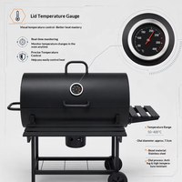 Barbecue portable d'extérieur avec rôtissoire électrique, étagères latérales et roues