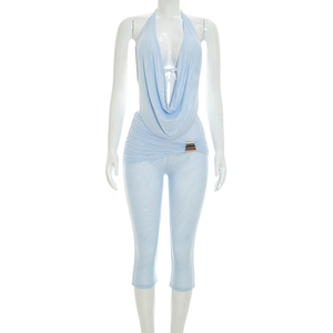 Viviblook C26ST240 – ensemble décontracté pour femmes, nouveau débardeur sans manches à lacets et dos nu, pantalon, ensemble deux pièces - Product Image 1