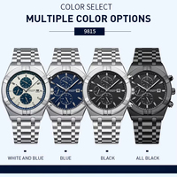Montre mécanique automatique pour homme, boîtier en alliage, bracelet en acier inoxydable, aiguilles lumineuses, date, plusieurs sous-cadrans, montre-bracelet de style professionnel