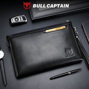BULLCAPTAIN Men's Multifunction Large Capacity <b>Wallet</b> Zipper Closure Passcard Pocket Genuine Leather Custom <b>Clutch</b> Handbag - Product Image 1