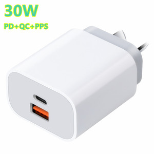 Mini chargeur mural double port Type-C 30W USB-A QC3.0 18W Total 30W PD (non-GaN) pour iPhone Samsung <span class=keywords><strong>Google</strong></span> <span class=keywords><strong>Pixel</strong></span> - Product Image 1