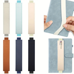 Funda de cuero PU para bolígrafo de conferencia con correa elástica, soporte para bolígrafo, clip elástico, estuche para bolígrafo de cuaderno, funda protectora para pluma estilográfica - Product Image 1