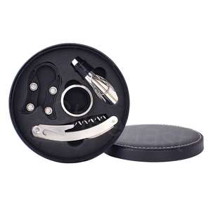 Đẹp rượu vang mở chai Kit rượu vang công cụ thiết lập thép không gỉ và PU da vòng Hộp Quà Tặng thiết lập Phụ kiện rượu vang 4 peaces Bộ - Product Image 6