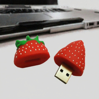Clé USB 2.0 en PVC en forme de fraise, 1 Go, 2 Go, 4 Go, 8 Go, 16 Go, 32 Go, avec logo personnalisé