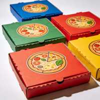 Boîte à pizza personnalisée en carton ondulé naturel avec couvercle à encoche, rayures rouges, résistante à la graisse, ventilée, imprimée, pour vente à emporter, MOQ 500 pièces