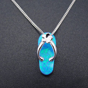 Hawaii Shoes Blue Fire <b>Opal</b> <b>Pendant</b> <b>Necklace</b> - Product Image 1