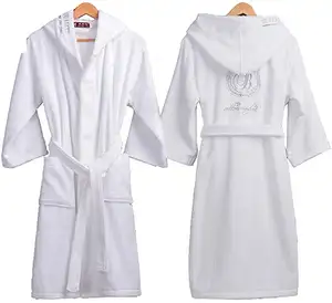 Wholesale 100% turkish cotton nice look hooded terry bathrobe